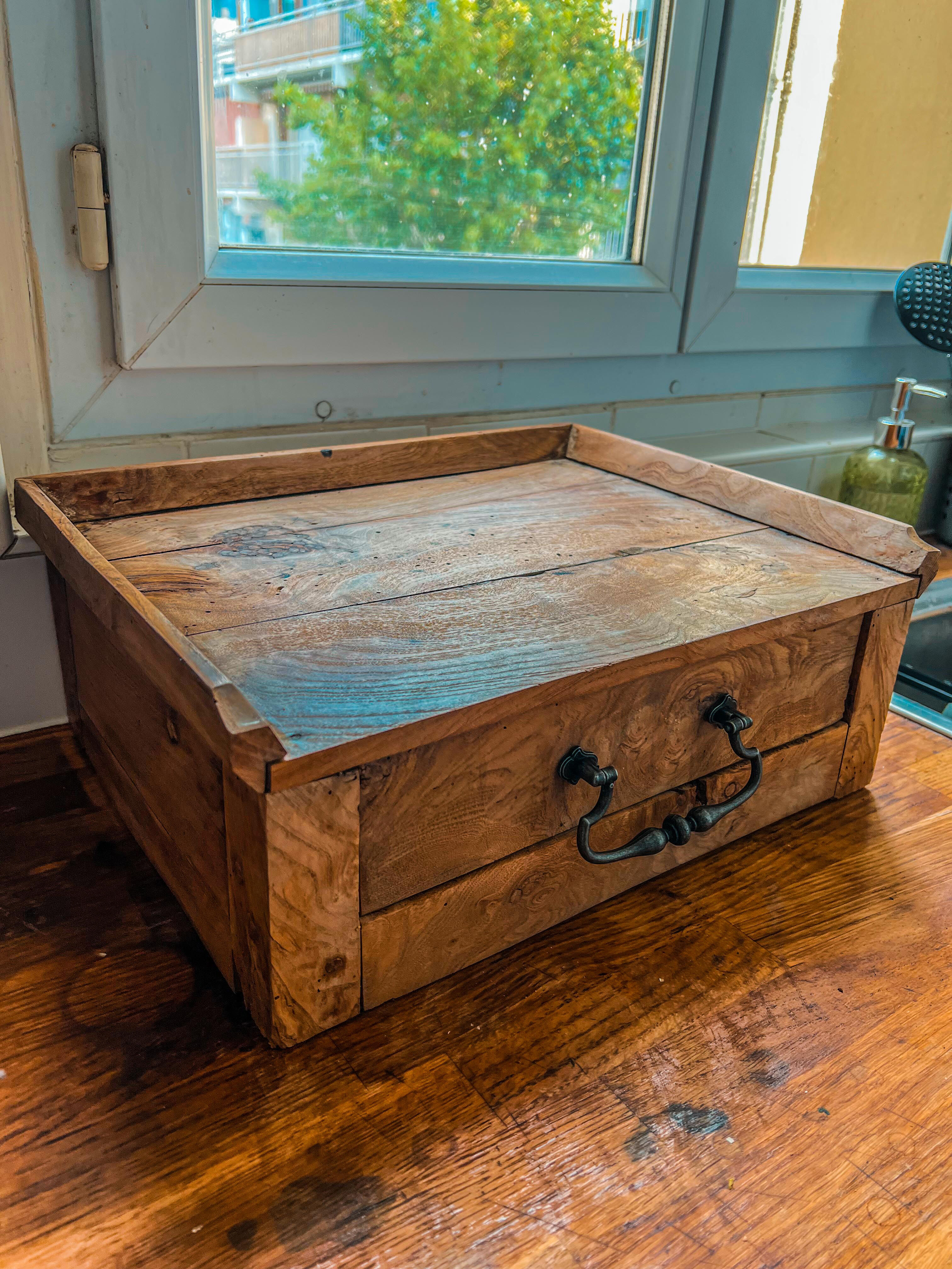 Olive wood storage cabinet
