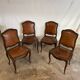Victorian Wood and Brown Leather Dining Chairs