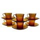 6 DURALEX CUPS with SAUCERS amber color France vintage