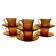 6 DURALEX CUPS with SAUCERS amber color France vintage