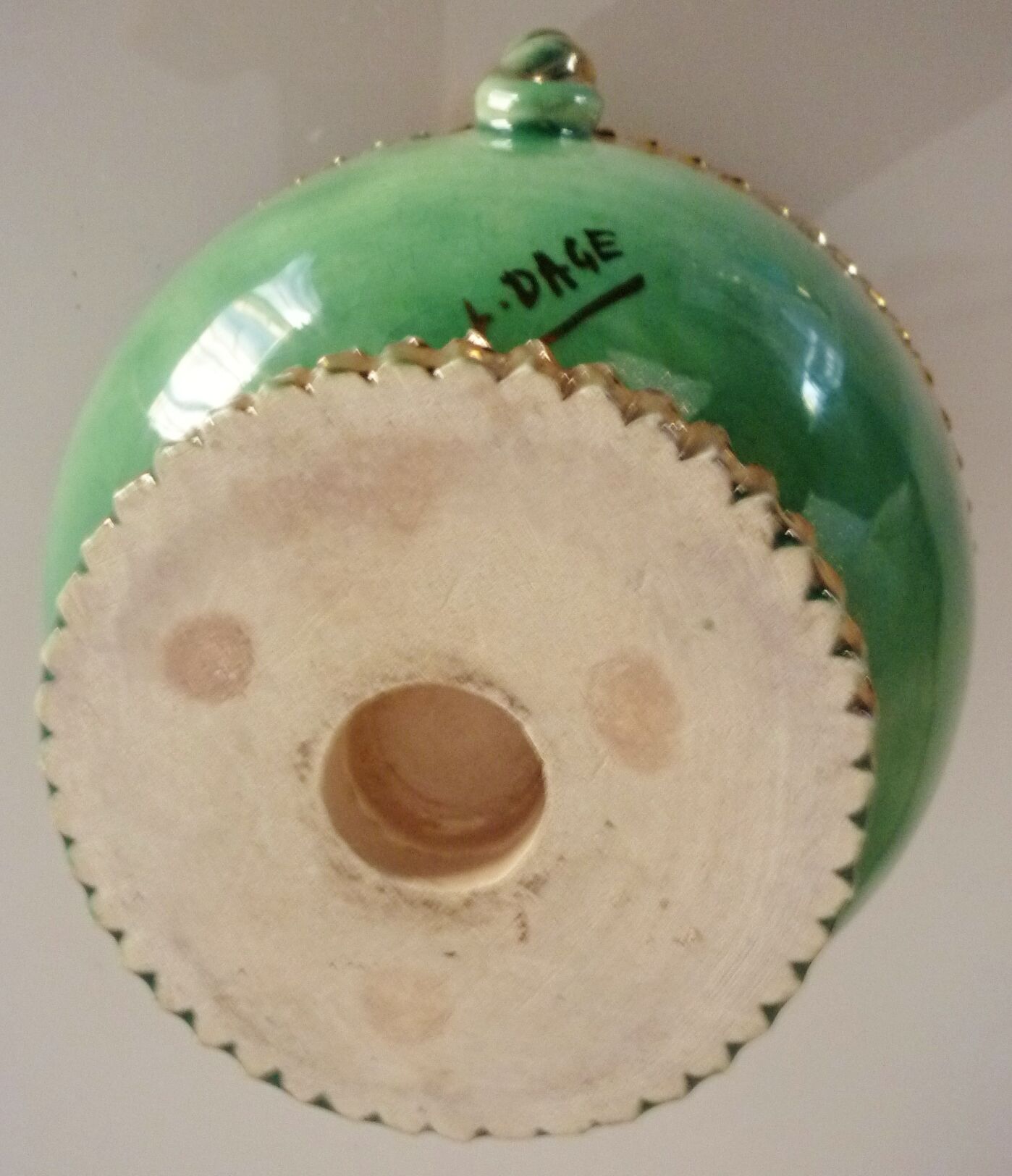 Cup, empty glazed ceramic pocket, signed Louis Dage, 50s