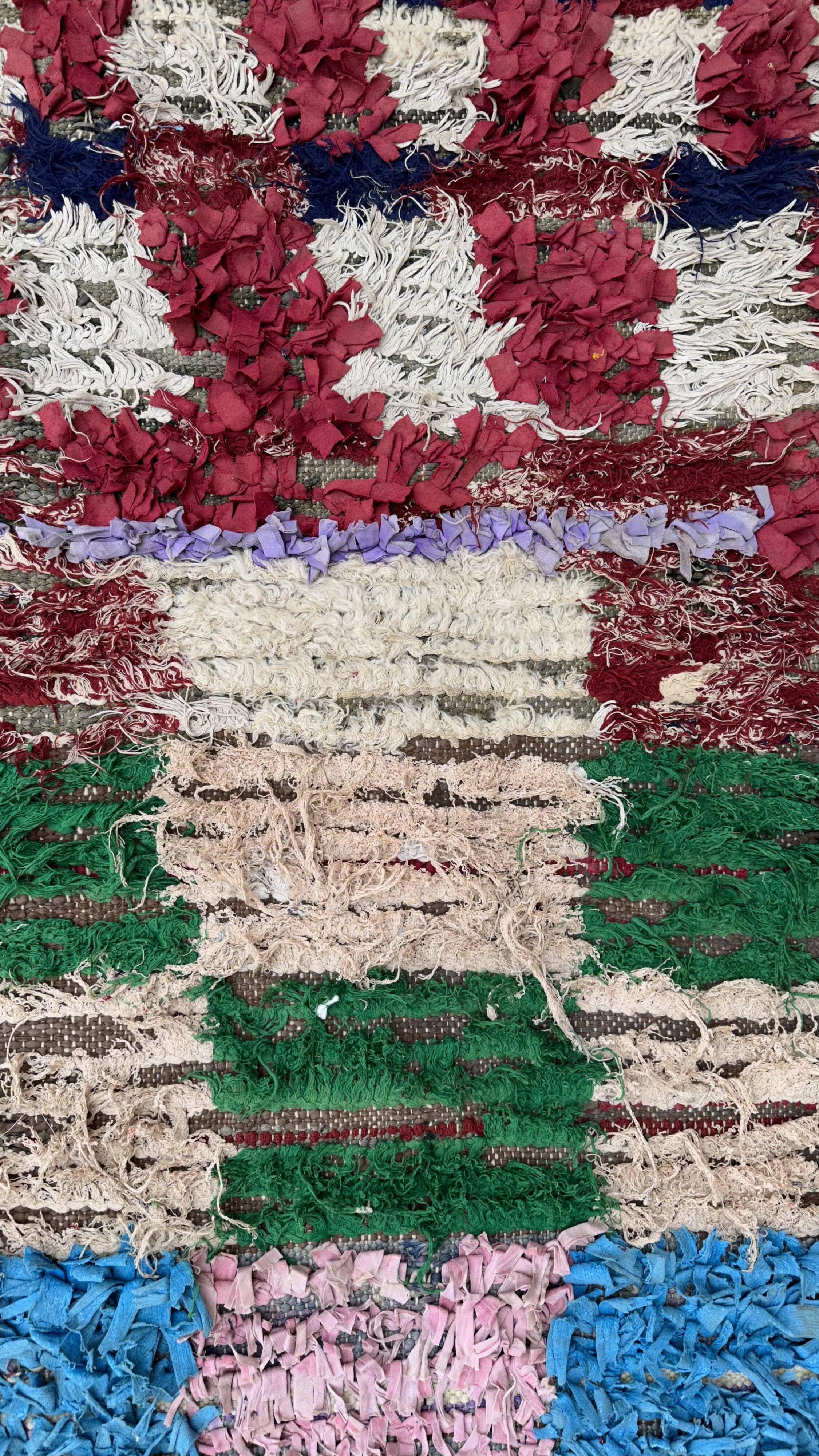 Colorful Boucherouite Moroccan rug - 80 x 170 cm