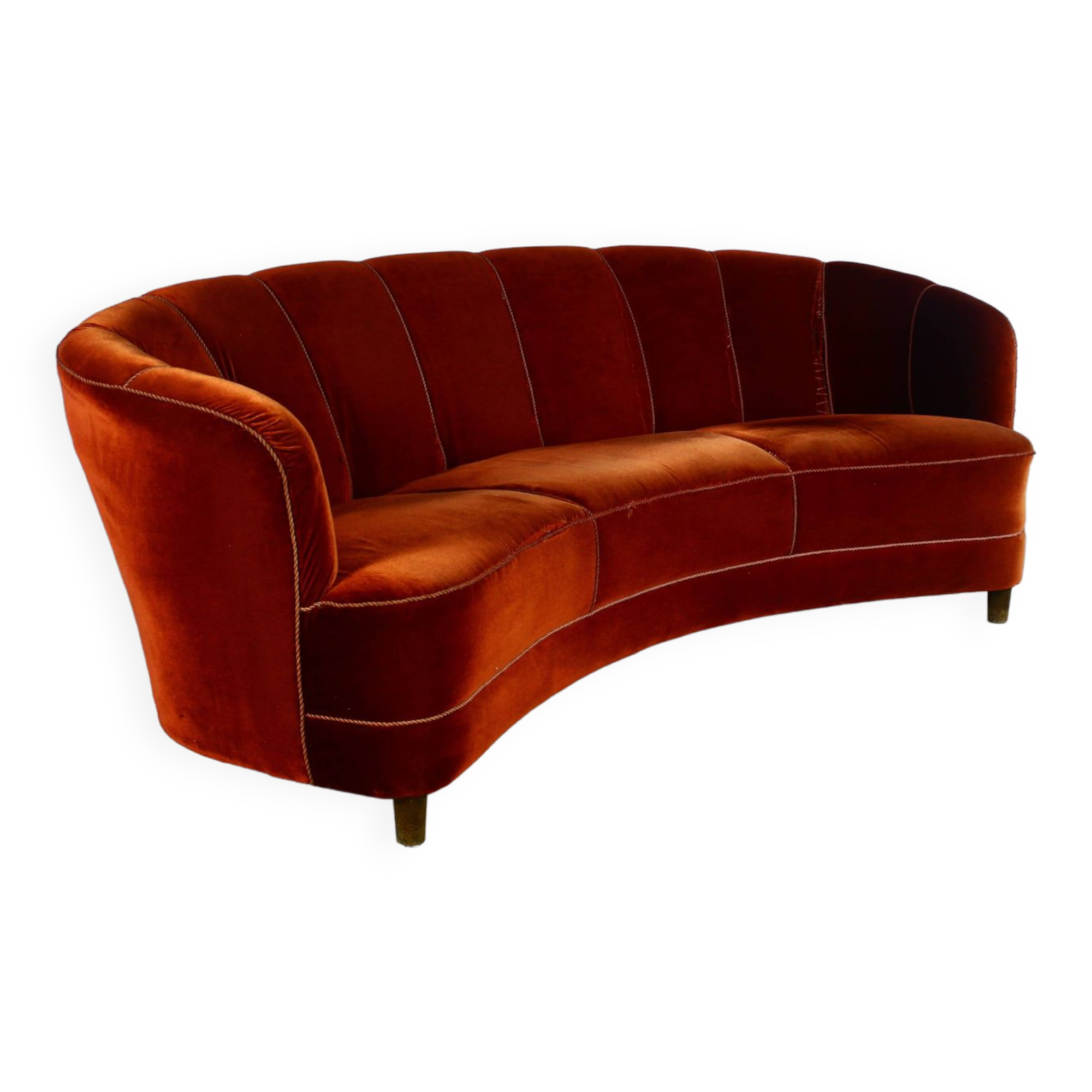 Art deco cabinetmaker banana sofa, 1940s