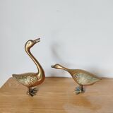 Pair of brass geese