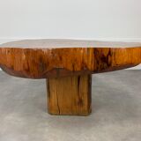 Brutalist tree trunk coffee table, solid wood