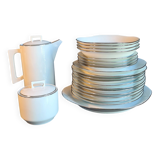 Art Deco dinner service in Fine Limoges Porcelain, signed "M&S"