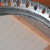 Centre de table en verre miroir ancien en bronze et verre miroir