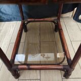 Rattan and smoked glass side table