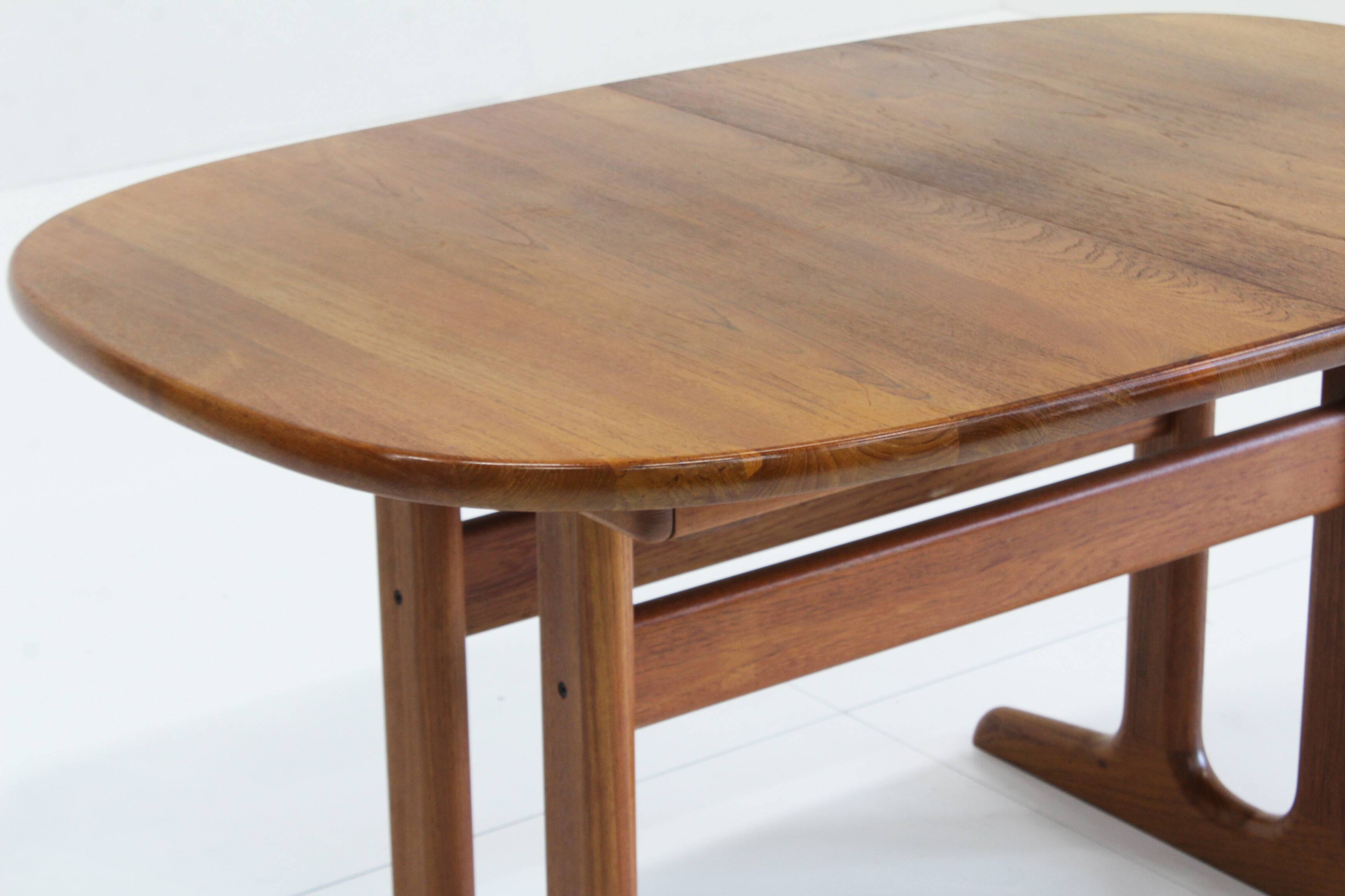 Vintage Glostrup Danish oval extendable dining table solid teak 1960s