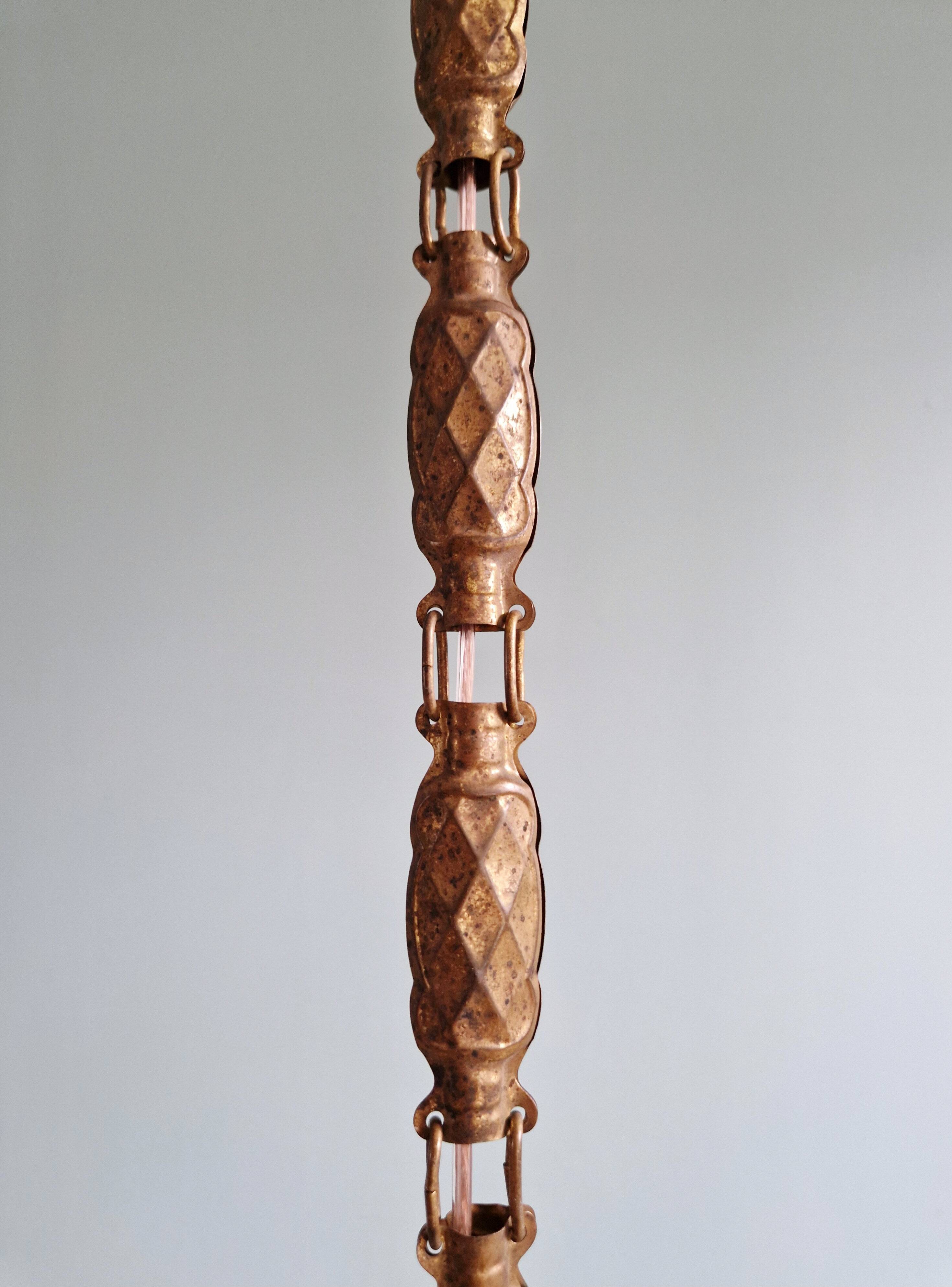 Suspension art déco en verre transparent festonné, années 1920-30