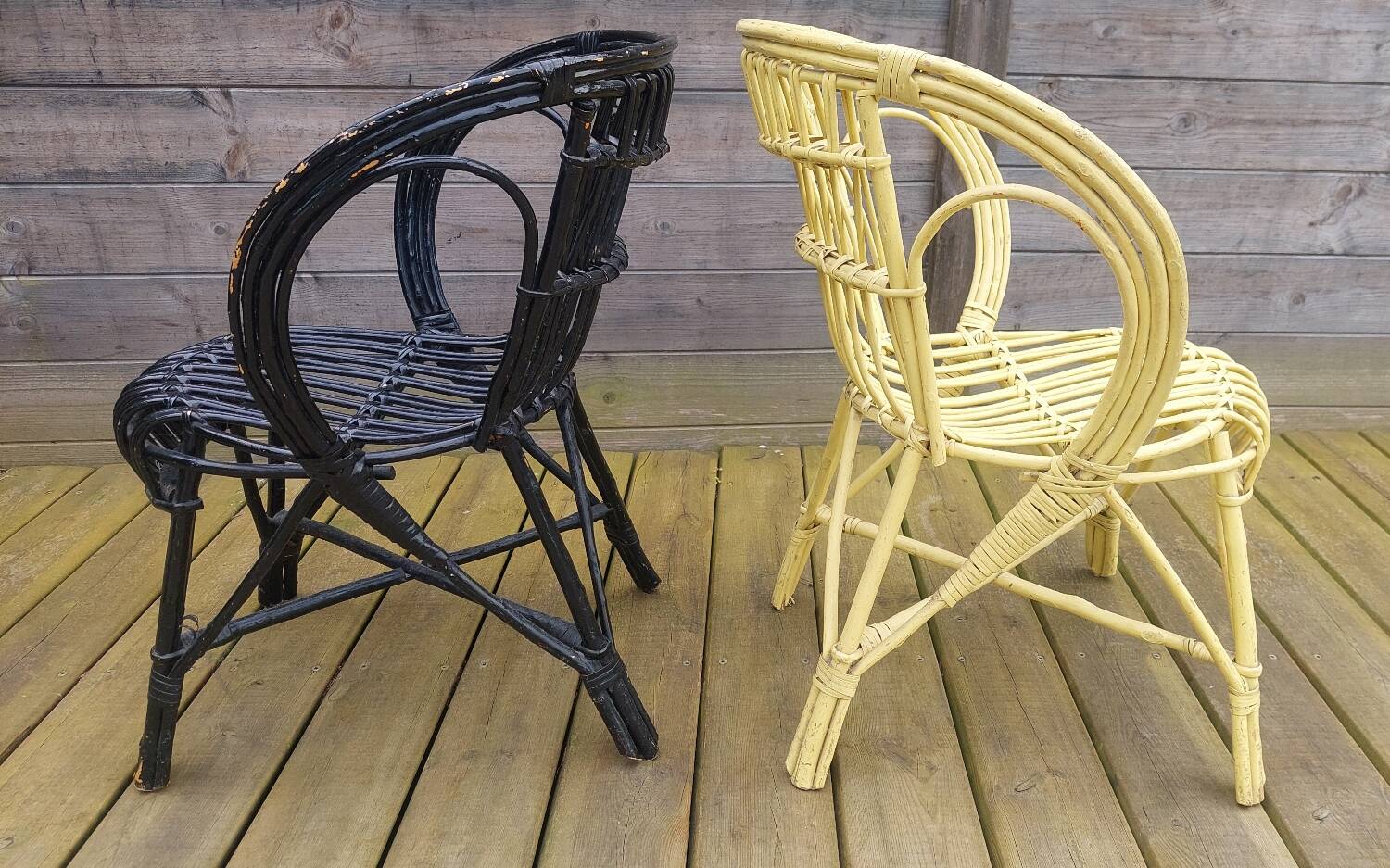 Duo of rattan armchairs