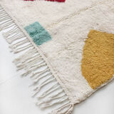 Moroccan Berber carpet blessed ouarain ecru with colorful patterns 255x156cm