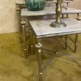 Brass and marble trundle table