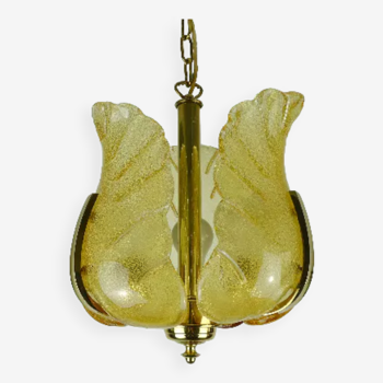 Carl fagerlund mid century pendant lamp brass amber glass orrefors 1960s chandelier