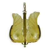 Carl fagerlund mid century pendant lamp brass amber glass orrefors 1960s chandelier