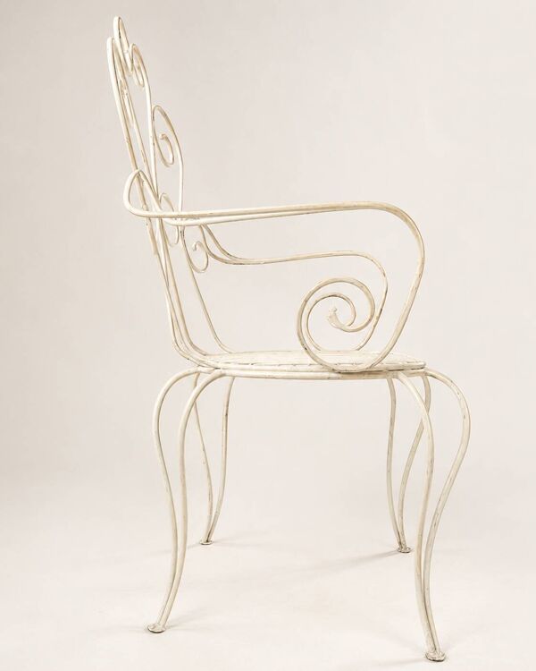 Lot de 3 chaises en fer forgé blanc