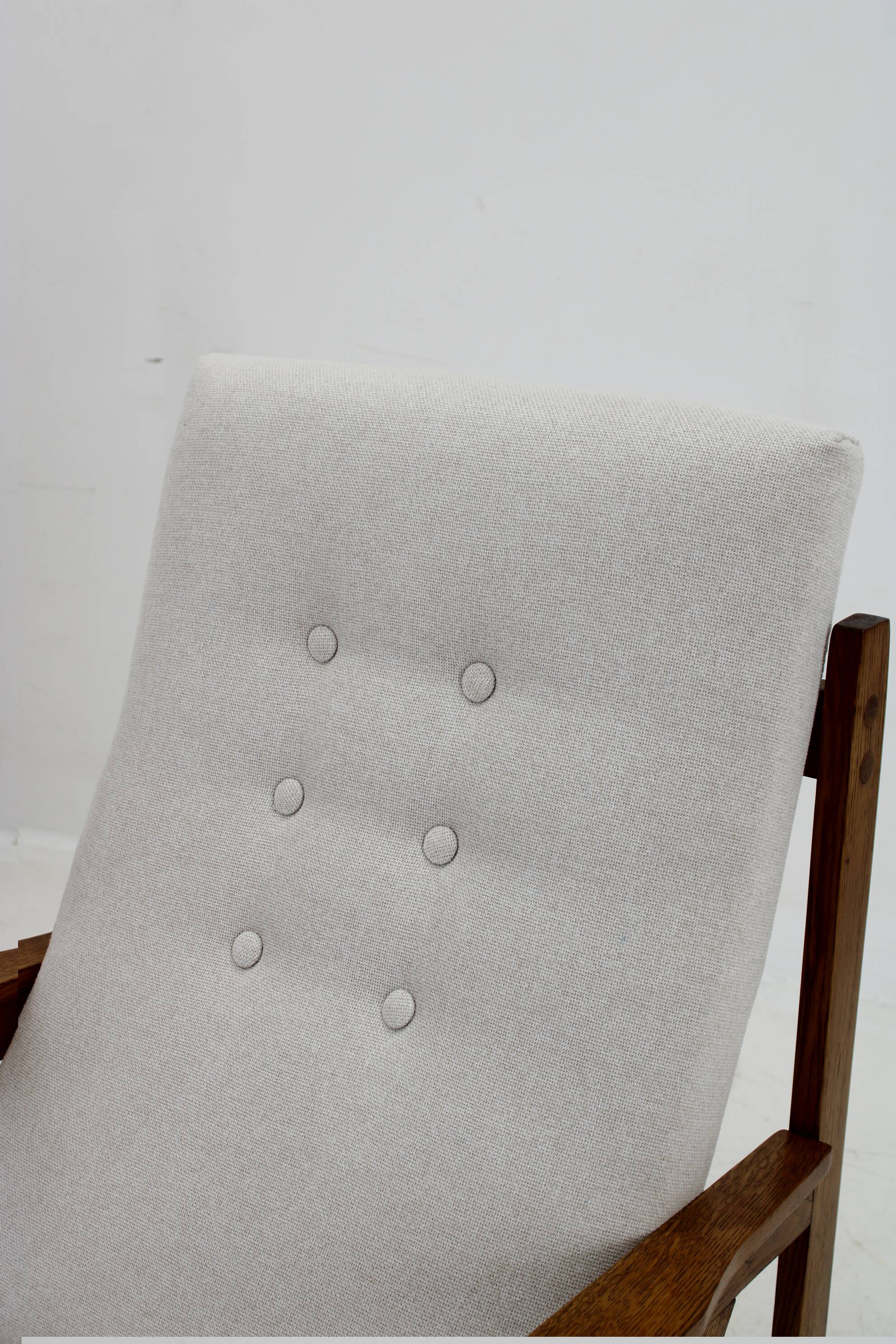 1970s Pair of Rare Oak Armchairs by ULUV, Czechoslovakia