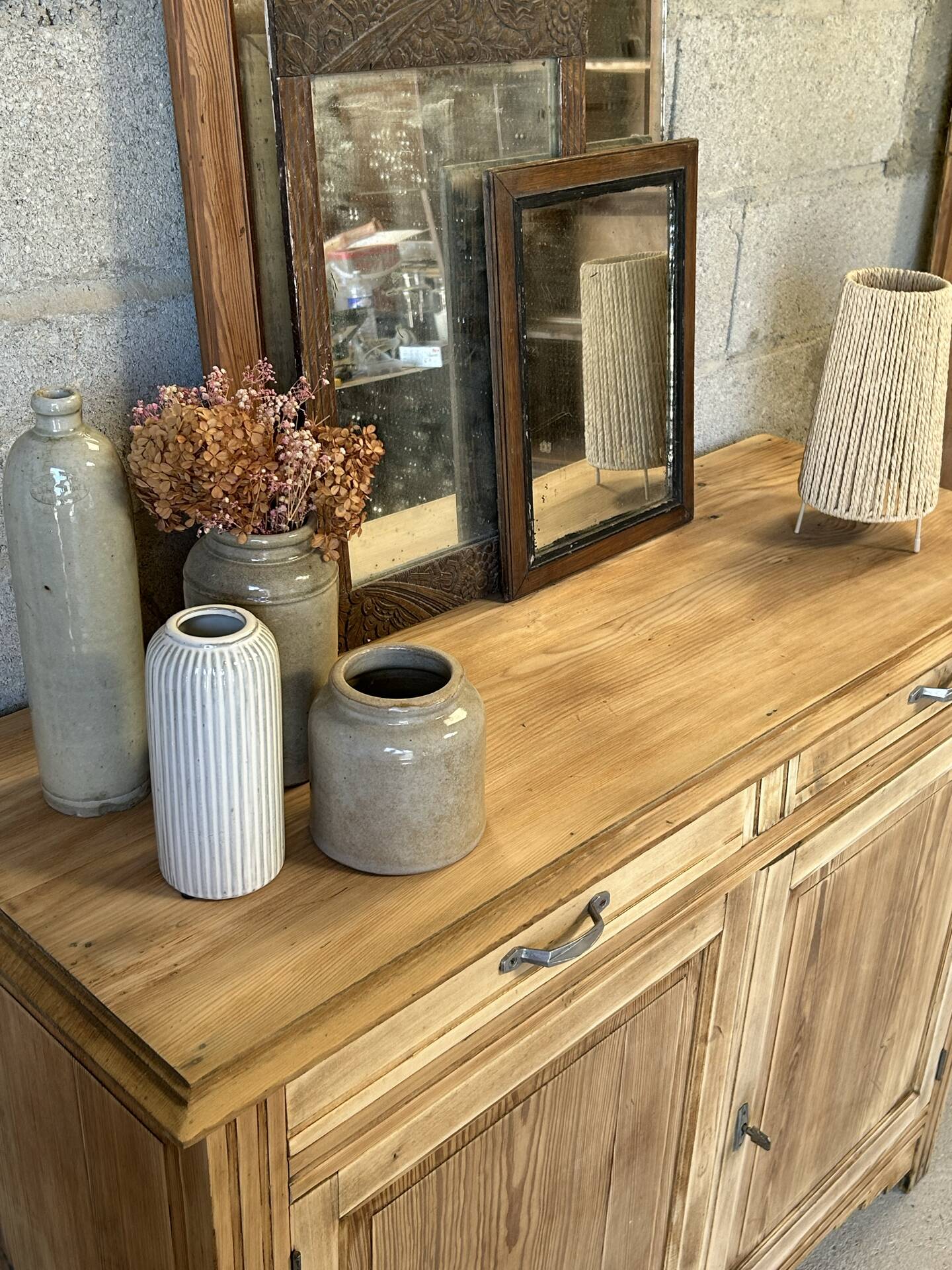 Antique buffet in solid pitch pine