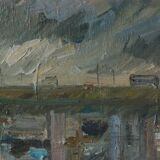 Tableau Expressionniste Bateaux Quais de Seine Paris HST Pierre Gogois