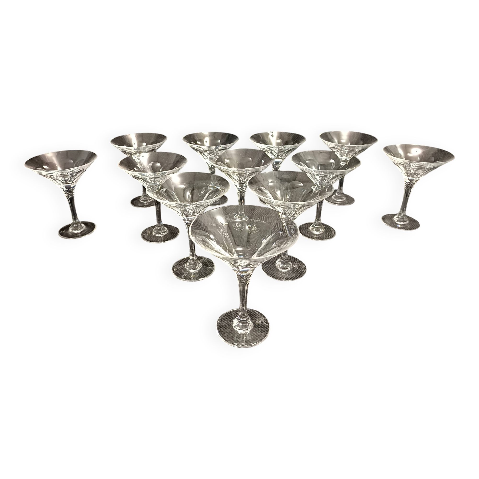 Set of Twelve Crystal Martini Glasses by Christinenhutte, Germany