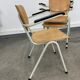 Set of 3 school armchairs light wood white steel 1980s Netherlands