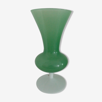 Vase opaline vert et blanc