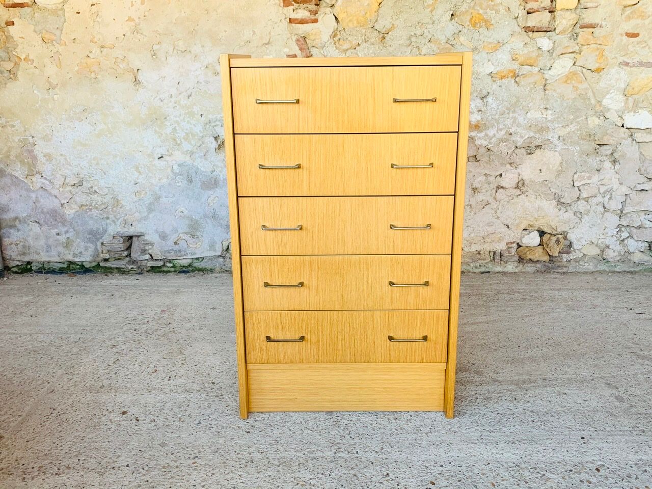 Vintage chest of drawers with 5 drawers by Capelle circa 70's