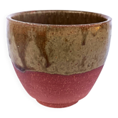 Two-tone brown and terracotta stoneware bowl Puisaye