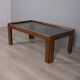 Vintage 1970s coffee table in wood and smoked glass, Italian design