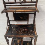 Bamboo shelf with four shelves with Asian decor, 20th century