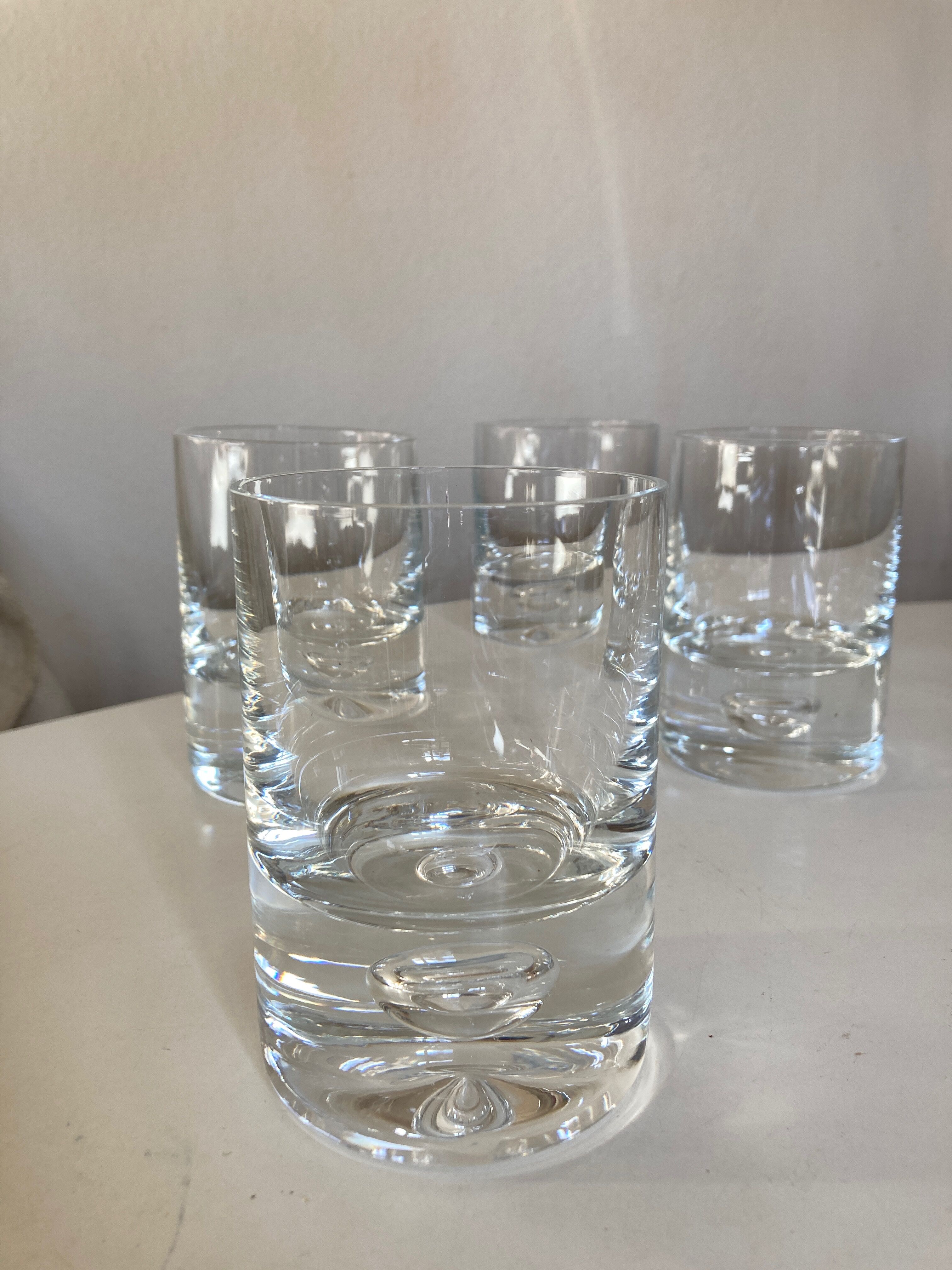 Set of 4 glasses bubble whiskey cups 1970