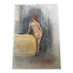 Painting signed pastel female portrait “the ocher sofa” 42x30 cm
