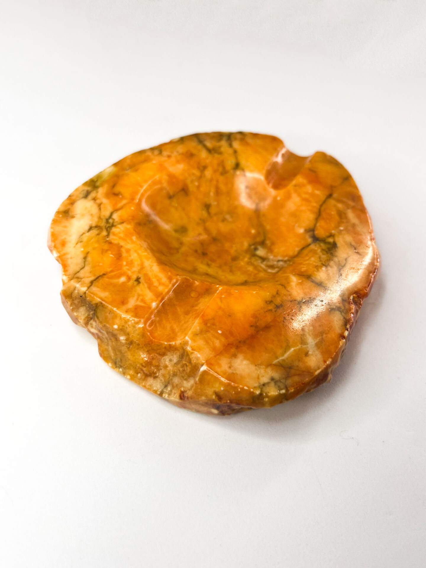 Empty Ashtray in Orange Alabaster Made in Italy