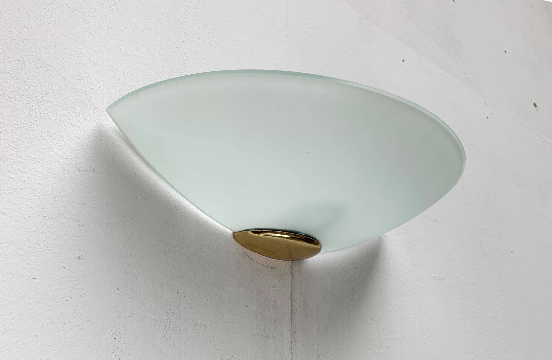 Postmodern vintage glass wall light by Metalarte, 1980s.