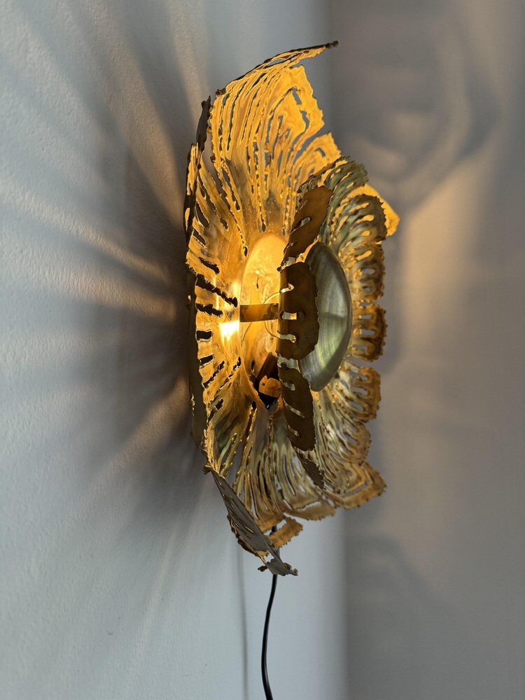 Brass sun wall sconce by Svend Aage Sørensen, Denmark, 1960s, brutalist