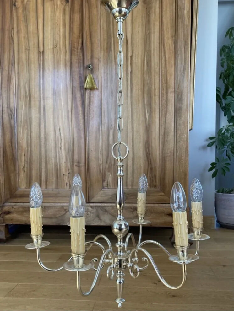 Lustre Hollandais en métal argenté XXème