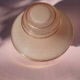 Table lamp pink globe in frosted glass with gold edging