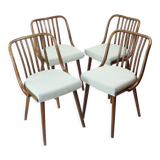 Set Of 4 Dining Chairs In Bent Dark Oak By Jitona, Czechoslovakia 1960s