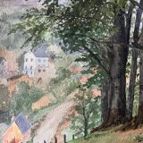 painting Watercolor G. GIRARDOT (1856-1914) Landscape Haute-Saône (?) around 1900
