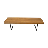 Coffee table style bench metal and oak circa 1950