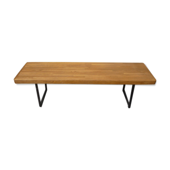 Coffee table style bench metal and oak circa 1950