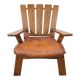 Fauteuil en bois brutaliste avec revêtement en cuir marron, Allemagne, années 1960.