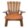 Fauteuil en bois brutaliste avec revêtement en cuir marron, Allemagne, années 1960.