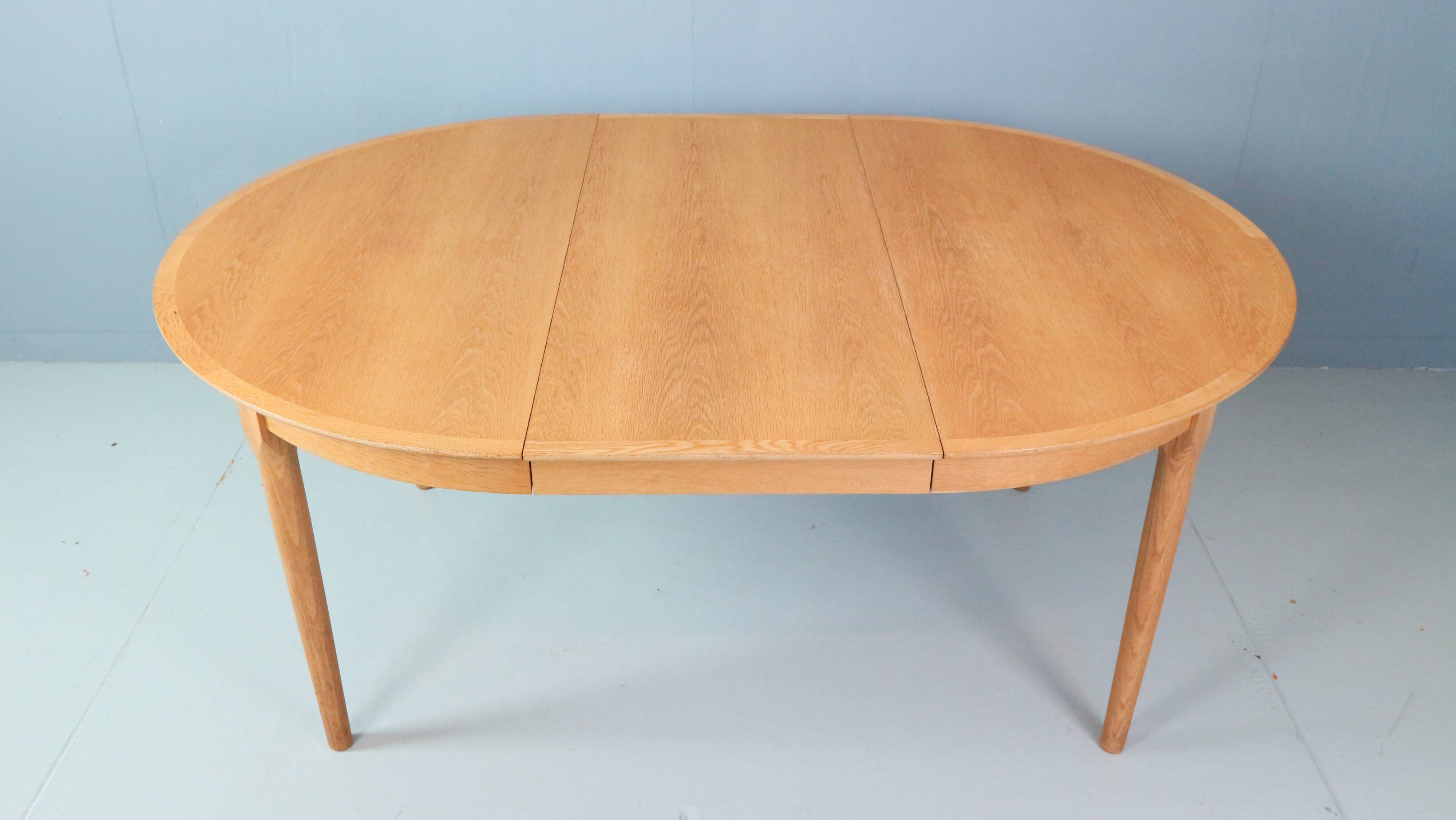 Danish Oak Round Extendable Dining Table By Rosengaarden 1960 Denmark