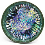 Morvan ceramic dish with multicolored flames