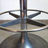 Tabouret haut vintage fonte d'aluminium et moumoute