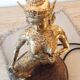 Unique and monumental Siamese bronze lamp from the 19th century, Thailand, 76 stamped.