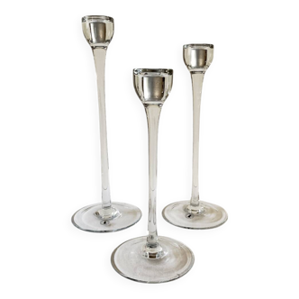 Set of three glass candle holders, Ikea, Blomster, 1999