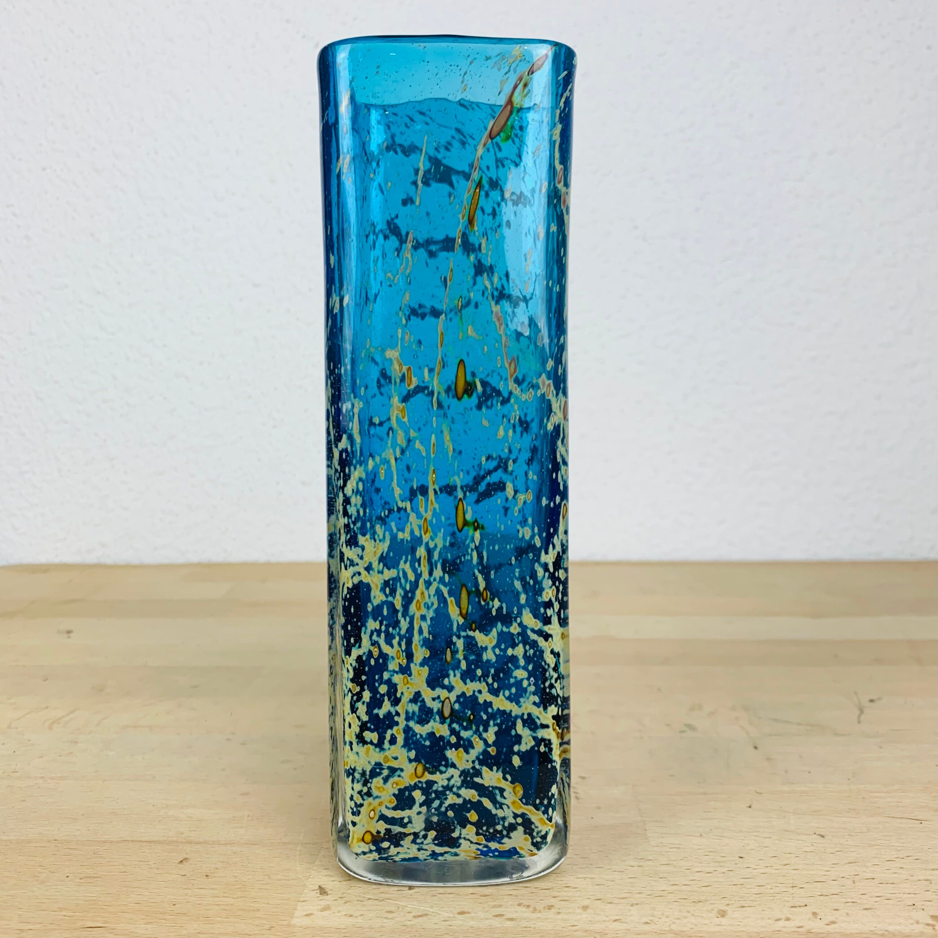 Vase verre Gozo Cittadella bleu et doré