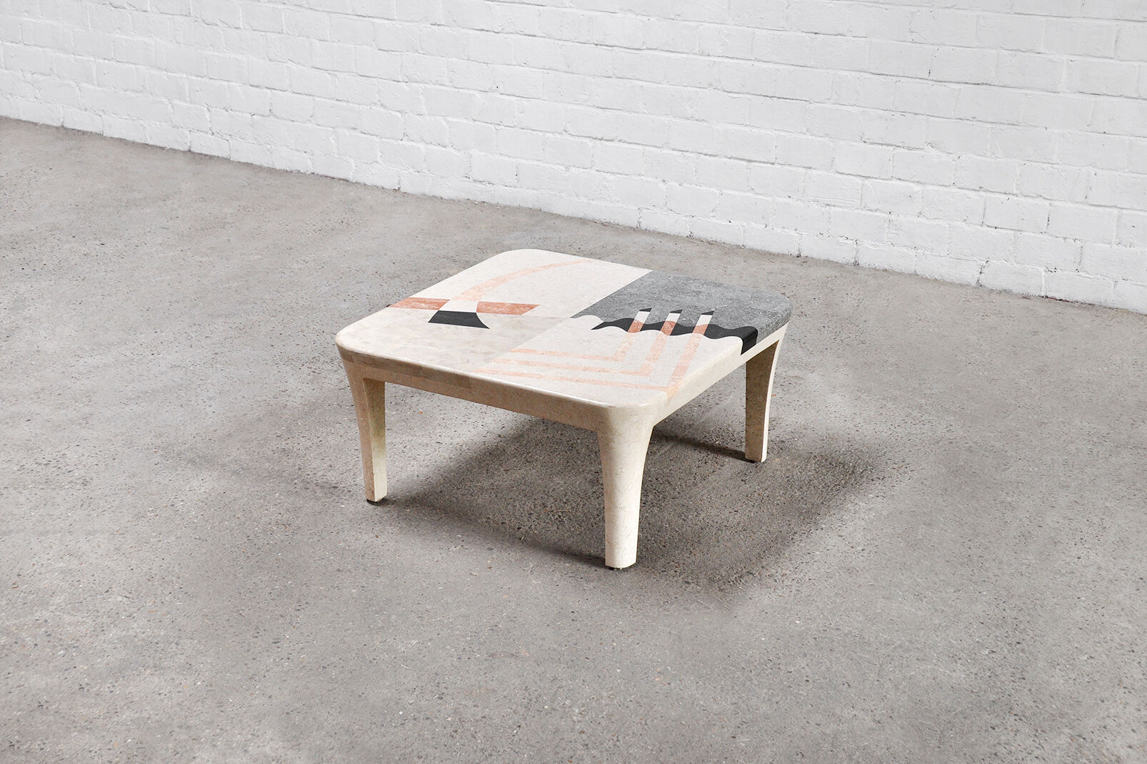 Vintage Geometric Tesselated Faux Stone Coffee Table, Italy 1980's